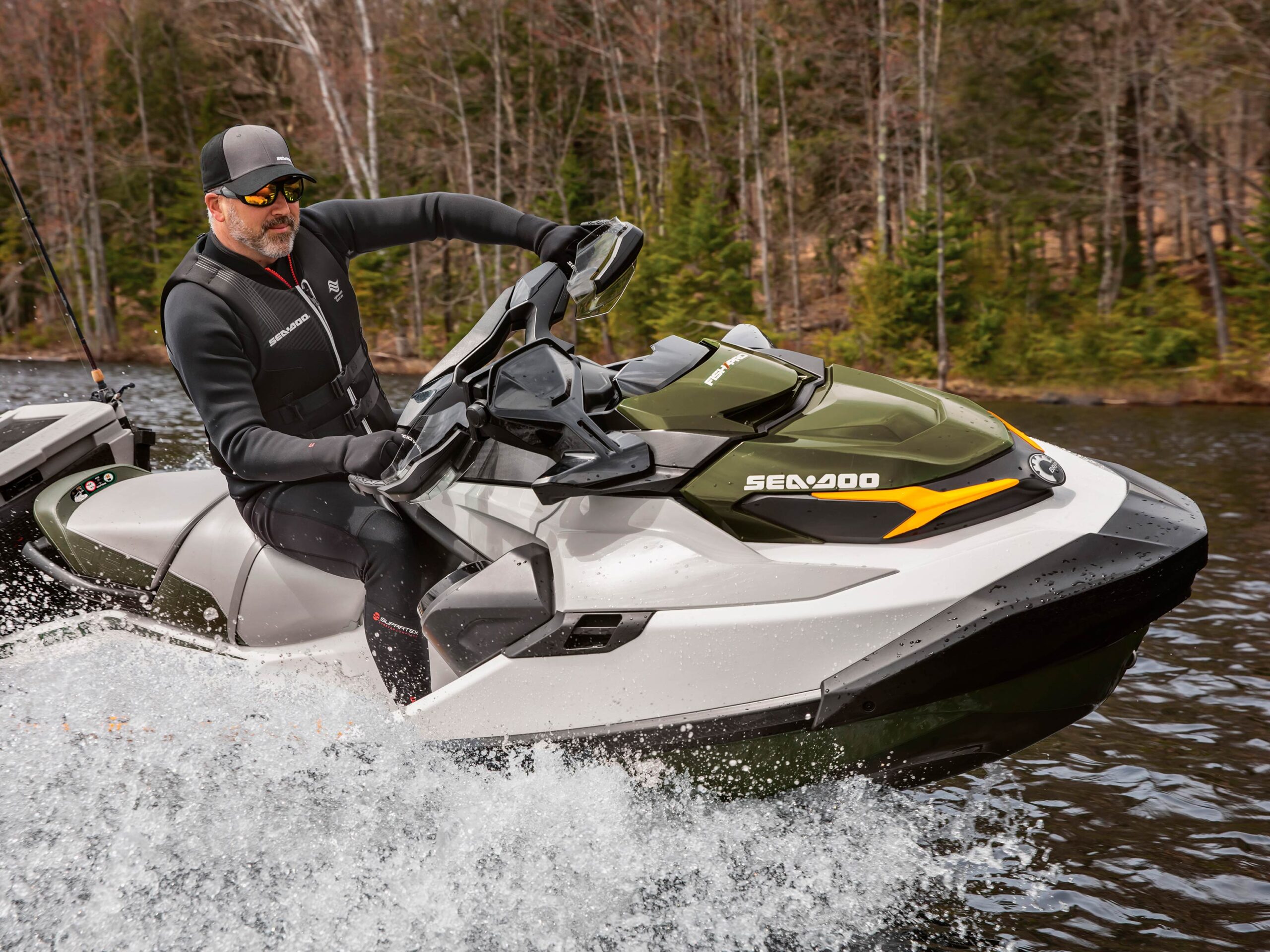 Fisherman riding on a Sea-Doo FISH PRO